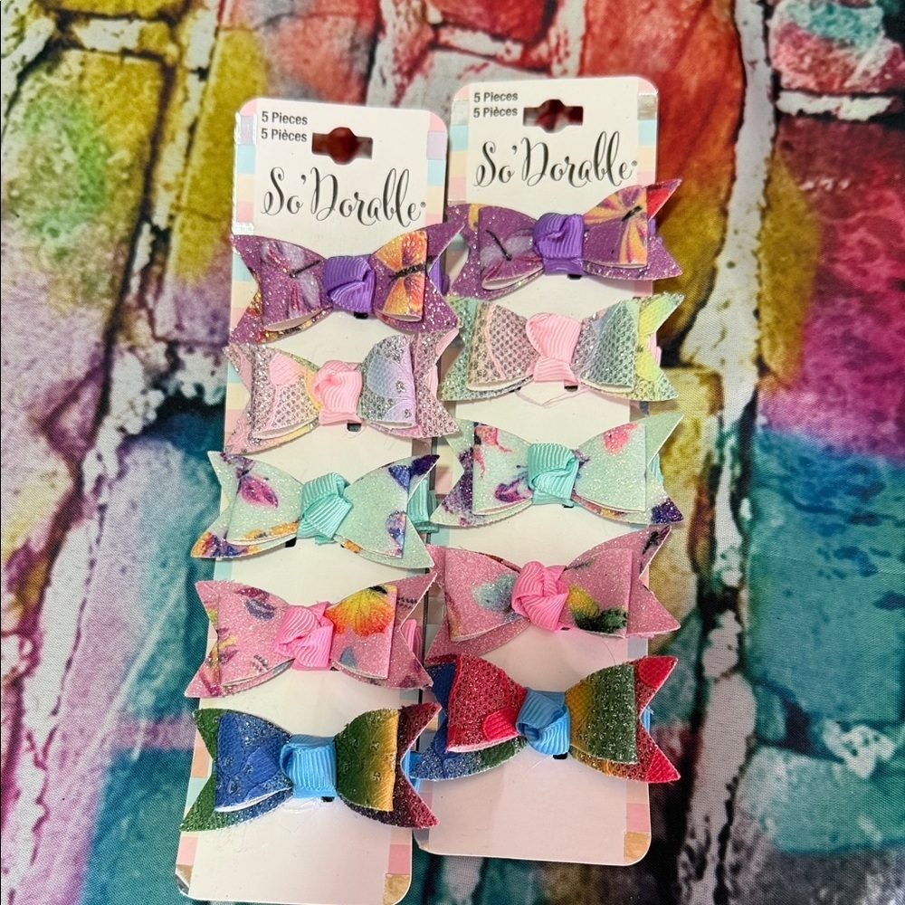So Dorable Iridescent Rainbow Bow Hair Clips - Set of 20